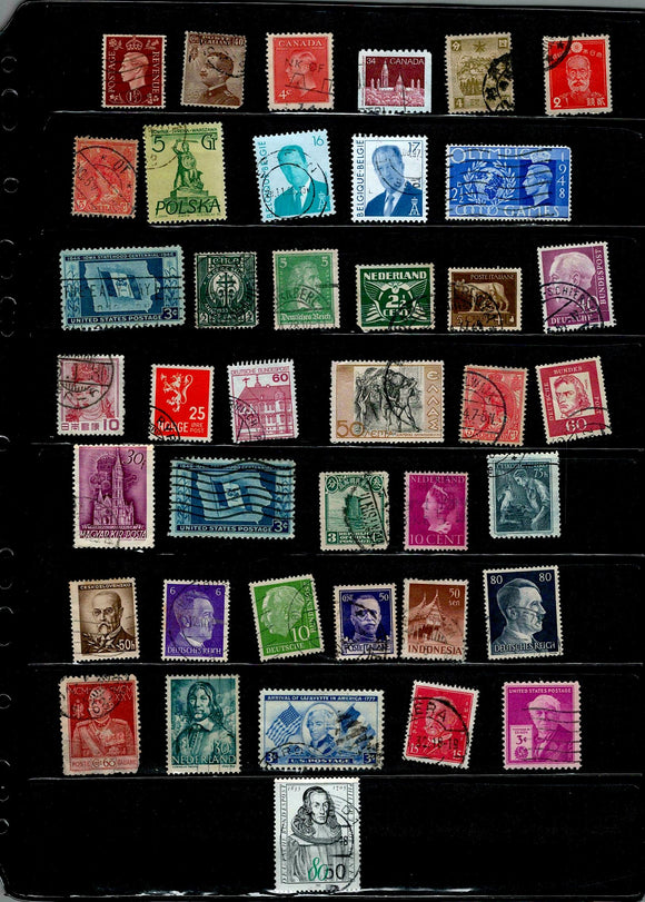 D 121 WORLD WIDE USED 40 STAMPS PER STAMP RS 2, TOTAL RS 80
