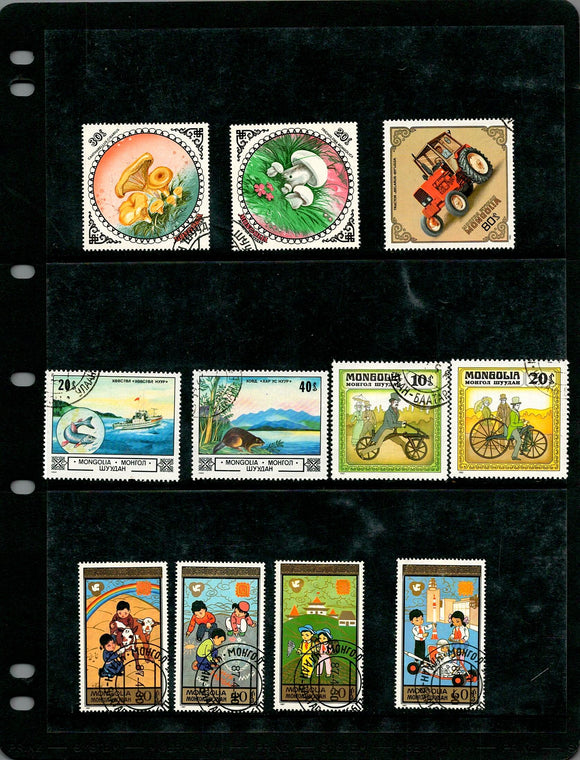 D 210 MONGOLIA USED 11 STAMPS RS 40