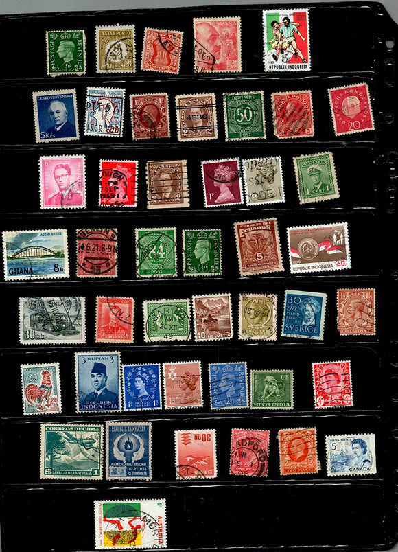 D 173 WORLD WIDE USED 45 STAMPS, PER STAMPS RS 2, TOTAL RS 90