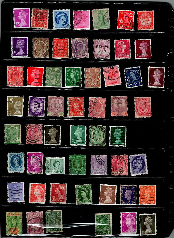 D 187 WORLD WIDE USED 55 STAMPS, PER STAMPS RS 2, TOTAL RS 110