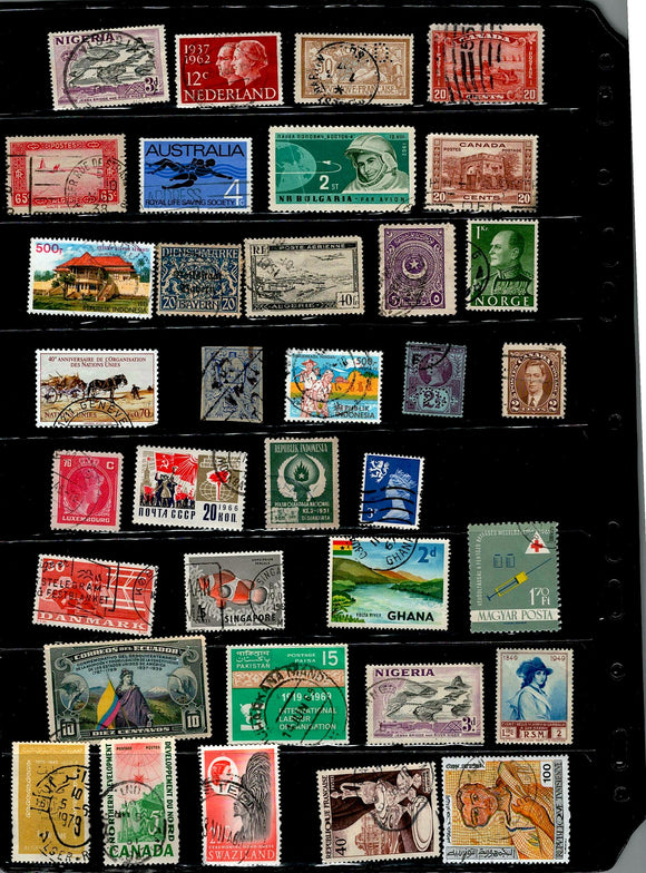 D 213 WORLD WIDE USED 35 STAMPS PER STAMP RS 2, TOTAL RS 70