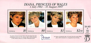 D 322 TONGA MINIATURE SHEET , DIANA PRINCESS OF WALES 1 JULY 1961 - 31 AUGUST 1997 RS 40