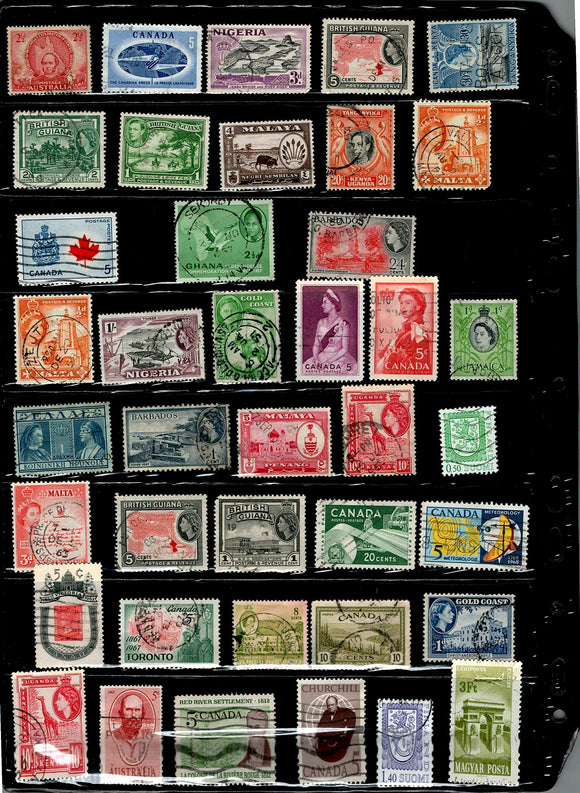 D 214 WORLD WIDE USED 40 STAMPS PER STAMP RS 2, TOTAL RS 80