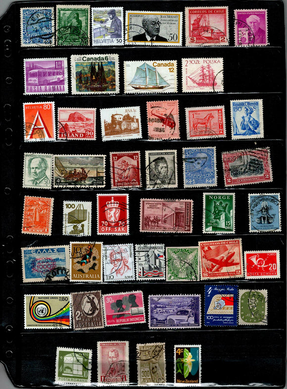 D 200 WORLD WIDE USED 45 STAMPS, PER STAMPS RS 2 , TOTAL RS 90