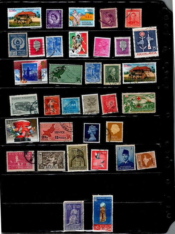 D 215 WORLD WIDE USED 35 STAMPS PER STAMP RS 2, TOTAL RS 70