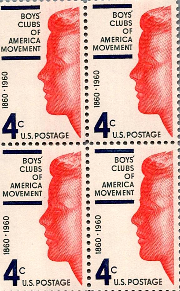 D 373 US MNH BLOCK , BOY'S CLUBS OF AMERICA MOVEMENT RS 40