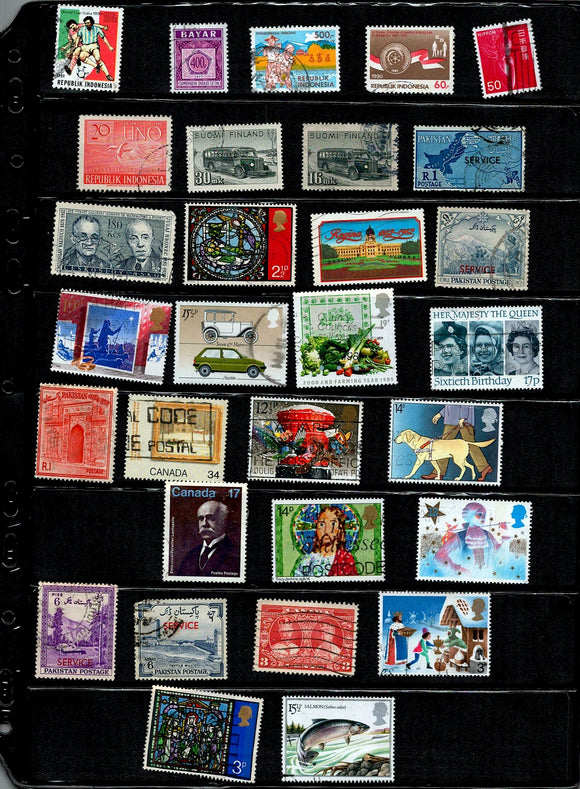 D 177 WORLD WIDE USED 30 STAMPS, PER STAMPS RS 2, TOTAL RS 60