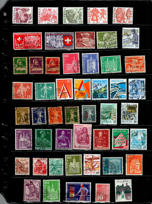 D 216 SWISS USED 50 STAMPS PER STAMP RS 2, TOTAL RS 100