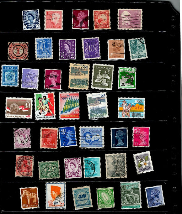 D 202 WORLD WIDE USED 40 STAMPS, PER STAMPS RS 2 , TOTAL RS 80