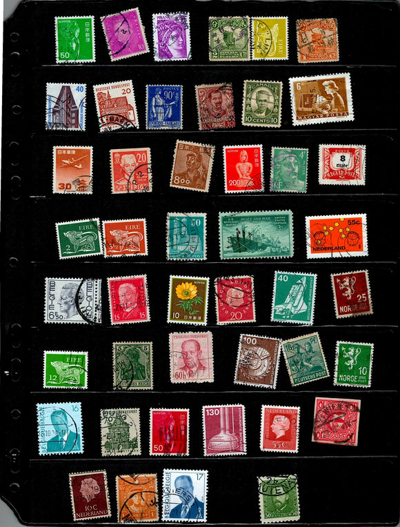 D 136 WORLD WIDE USED 45 STAMPS PER STAMP RS 2, TOTAL RS 90