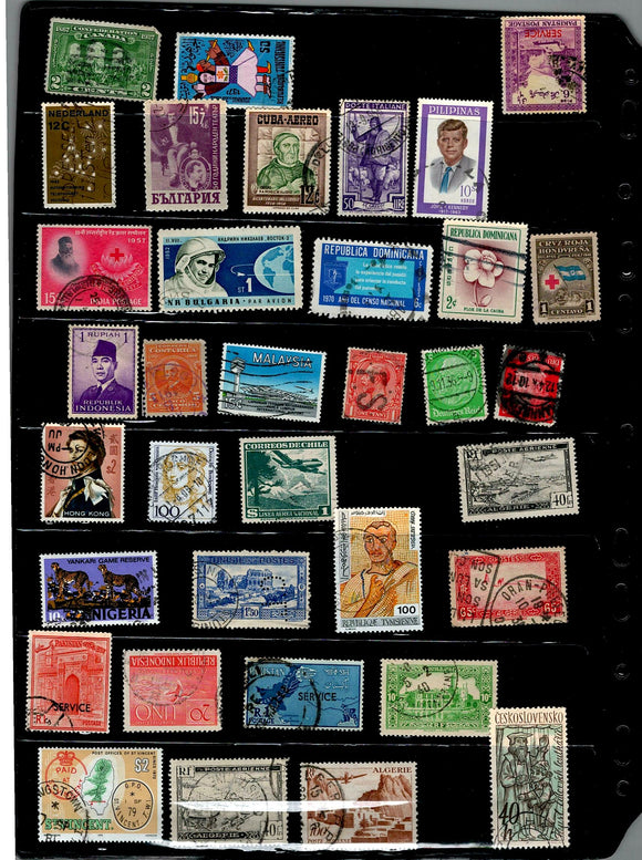D 188 WORLD WIDE USED 35 STAMPS, PER STAMPS RS 2, TOTAL RS 70