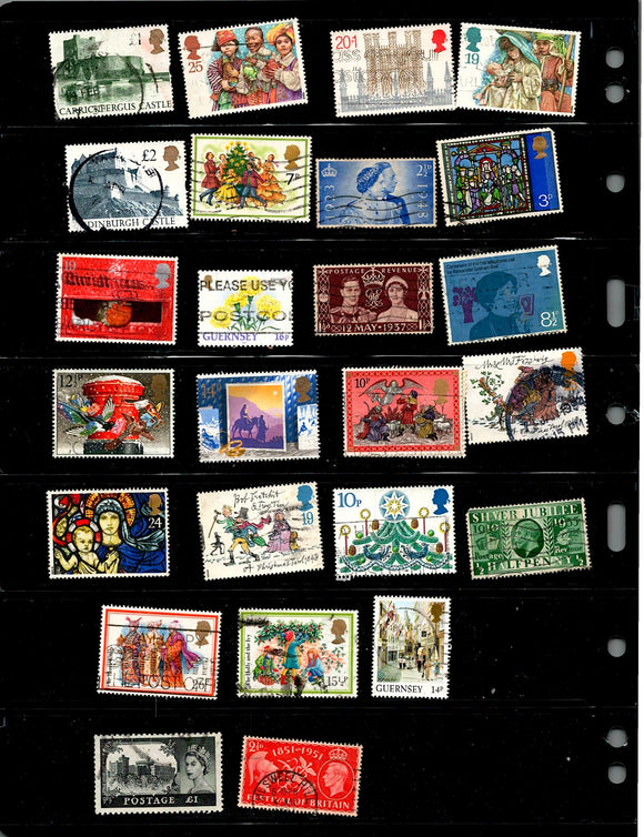 D 162 GB USED 25 STAMPS, PER STAMPS RS 2, TOTAL RS 50