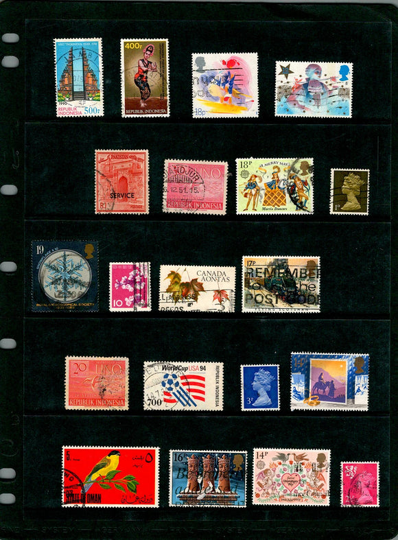 D 203 WORLD WIDE USED 20 STAMPS, PER STAMPS RS 2 , TOTAL RS 40