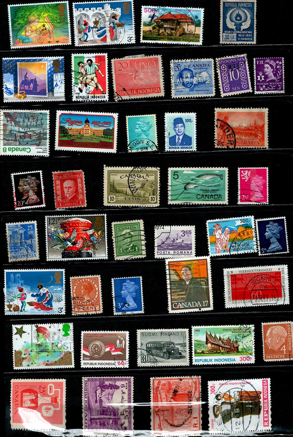 D 189 WORLD WIDE USED 40 STAMPS, PER STAMPS RS 2, TOTAL RS 80