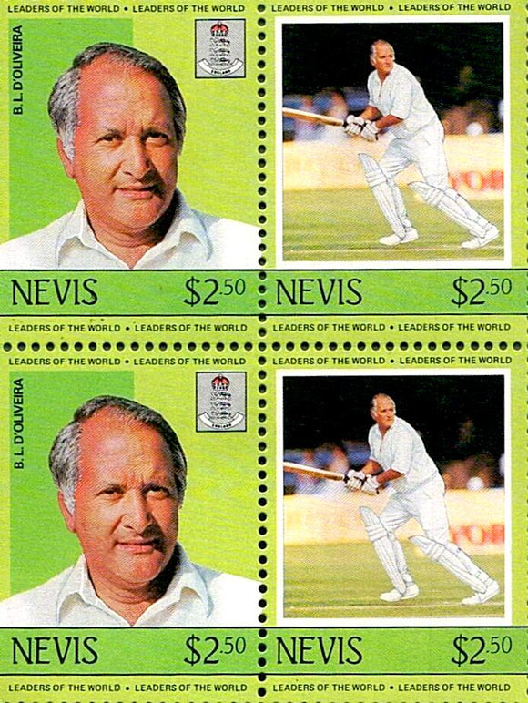 D 302 NEVIS MNH BLOCK , CRICKET , LEADERS OF THE WORLD RS 40