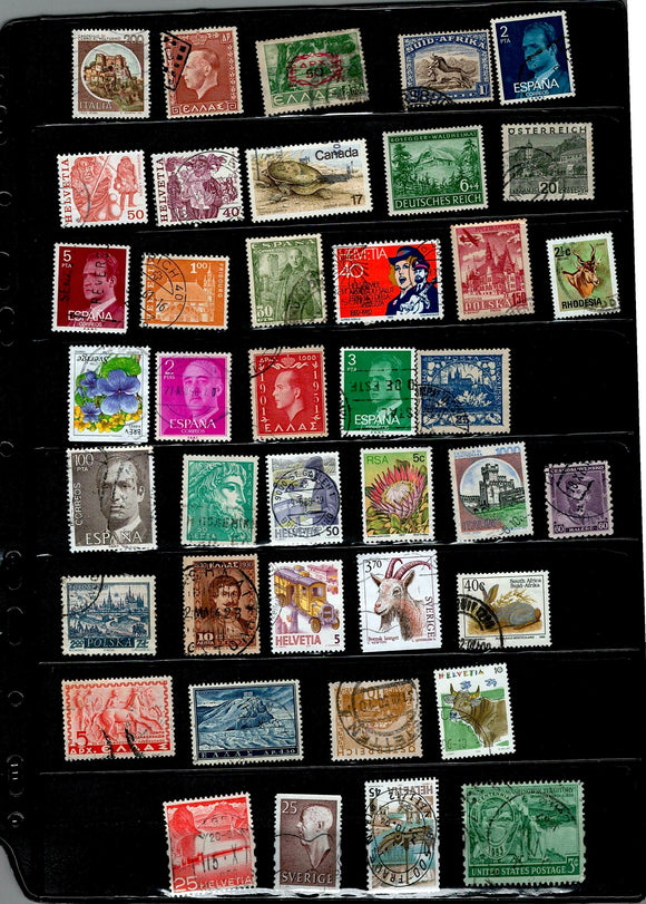 D 190 WORLD WIDE USED 40 STAMPS, PER STAMPS RS 2, TOTAL RS 80
