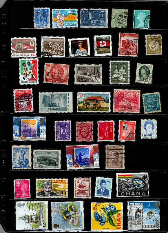 D 205 WORLD WIDE USED 40 STAMPS, PER STAMPS RS 2 , TOTAL RS 80