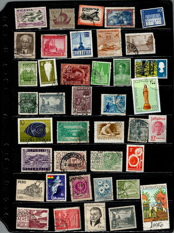 D 110 WORLD WIDE USED 40 STAMPS PER STAMP RS 2, TOTAL RS 80