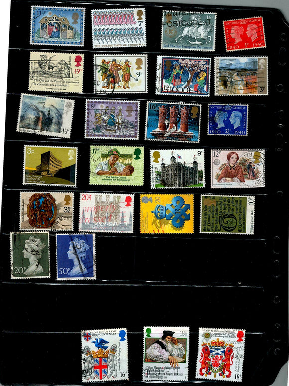 D 141 GB USED 25 STAMPS PER STAMP RS 2, TOTAL RS 50