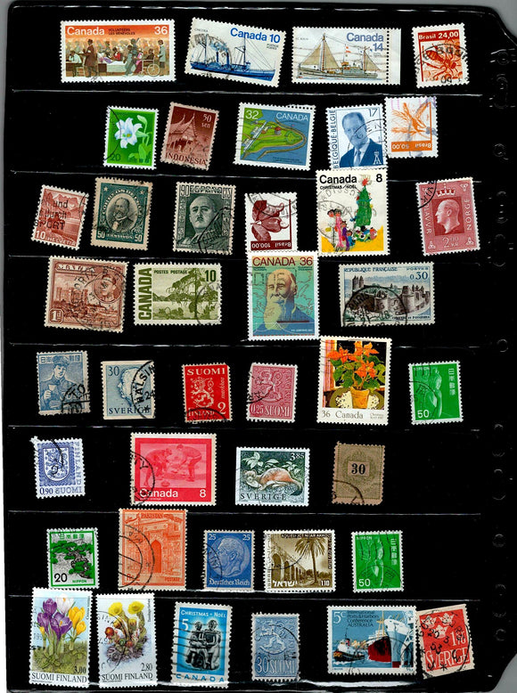 D 112 WORLD WIDE USED 40 STAMPS PER STAMP RS 2, TOTAL RS 80